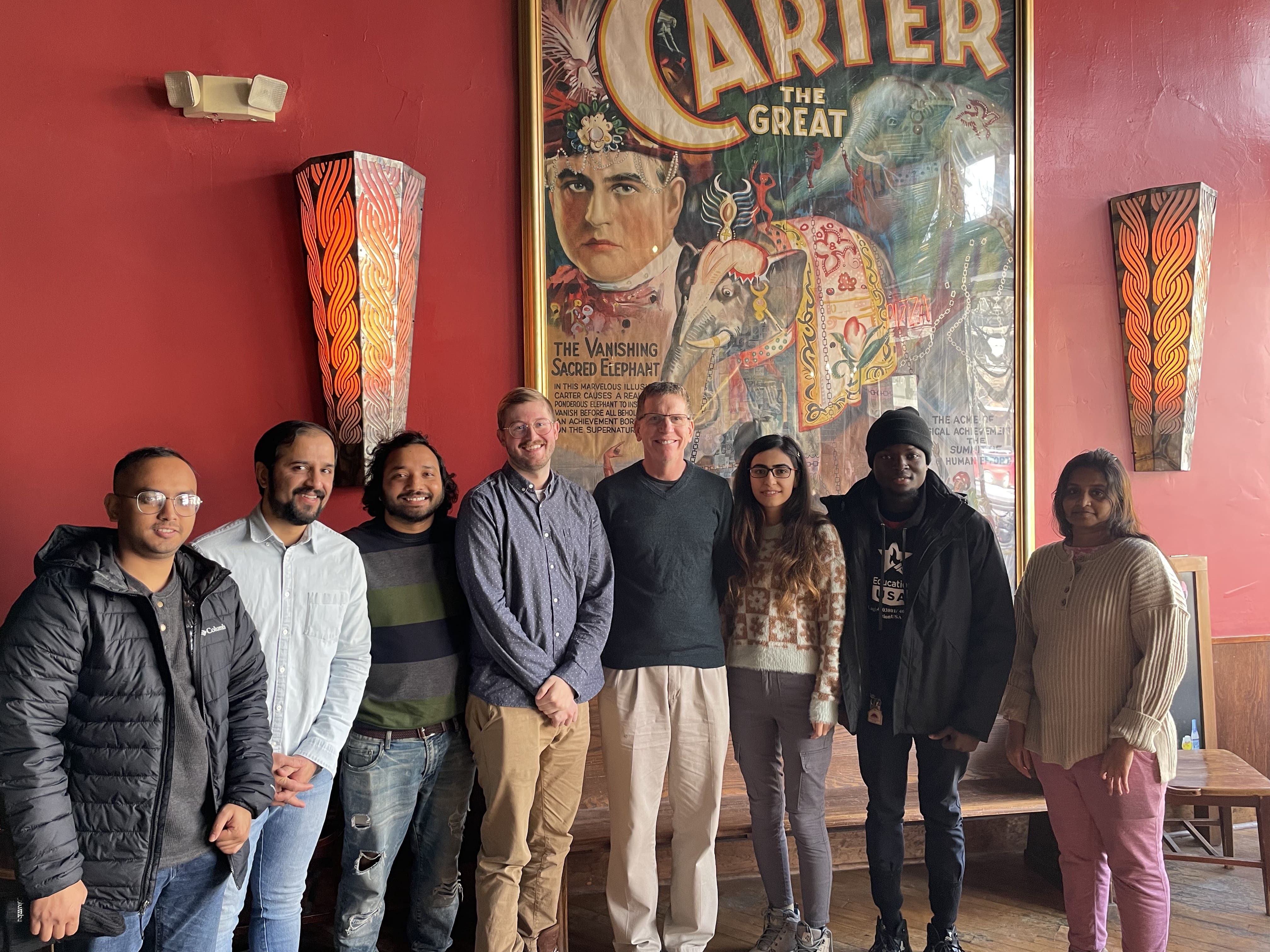 End of fall semester-2022-Dr Shield group-lunch gathering, Lincoln, NE.